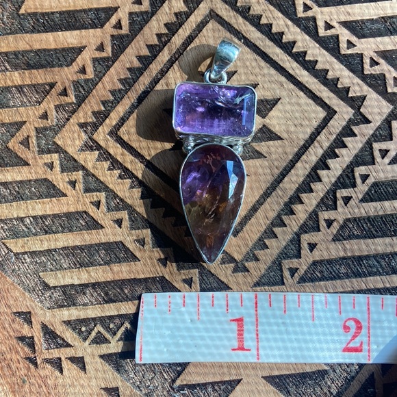 Ametrine & Amethyst 925 sterling silver pendant - Picture 9 of 9